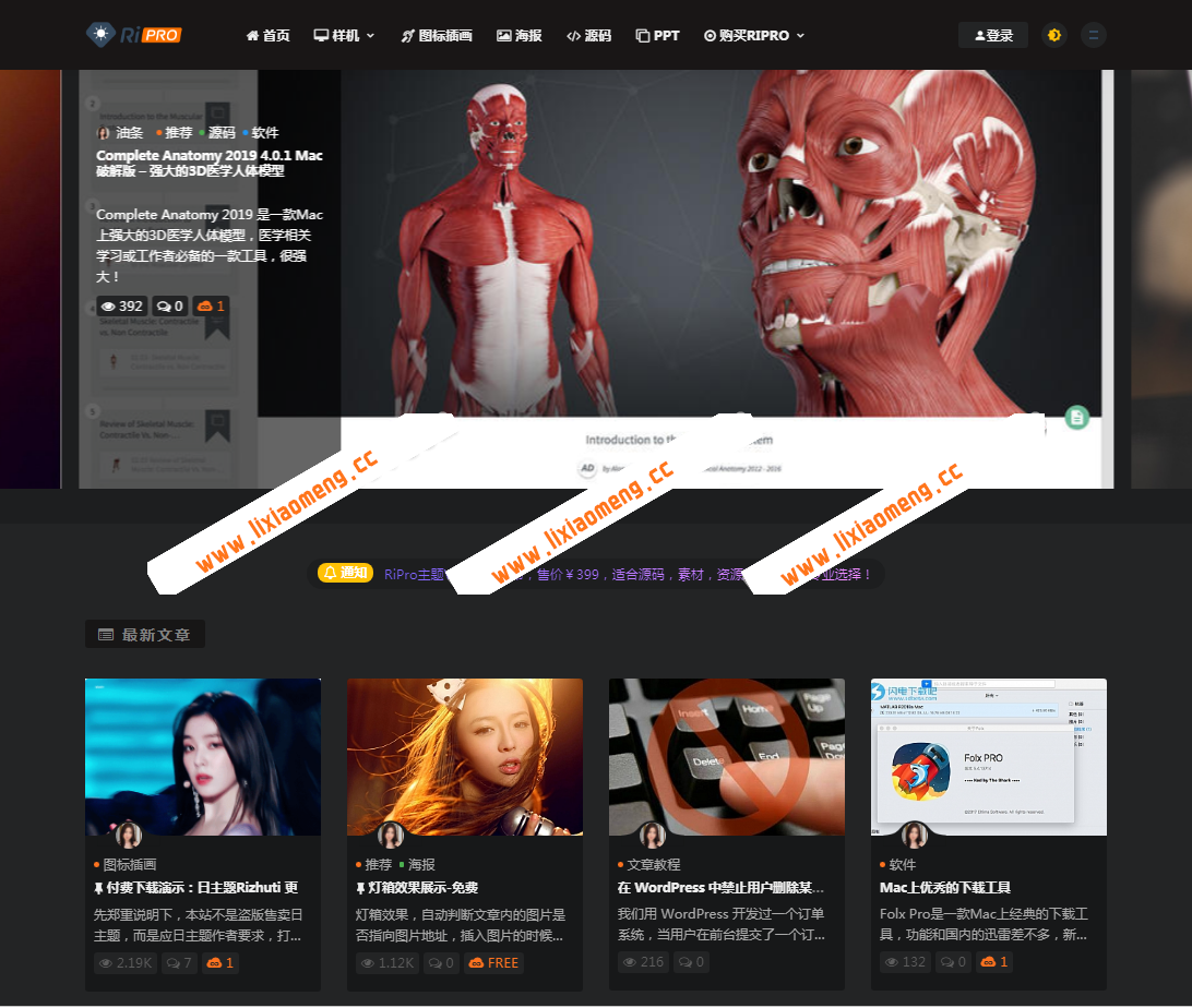 RiPro主题1.8 WordPress付费主题免费分享 【价值数百元】