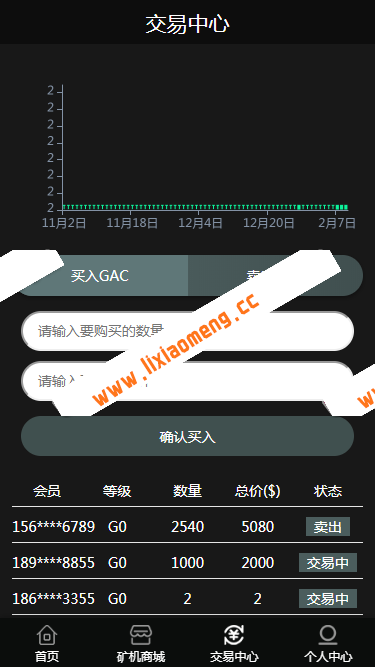 2019年1月GAC挖矿源码/区块链系统/虚拟币交易/挖矿/矿场